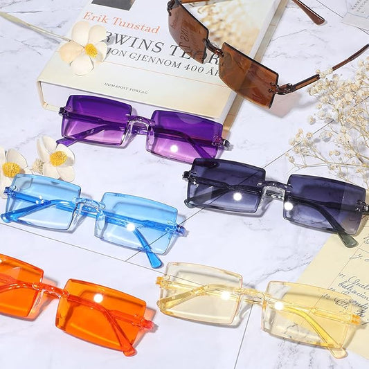 RIMLESS RECTANGLE SUNGLASSES