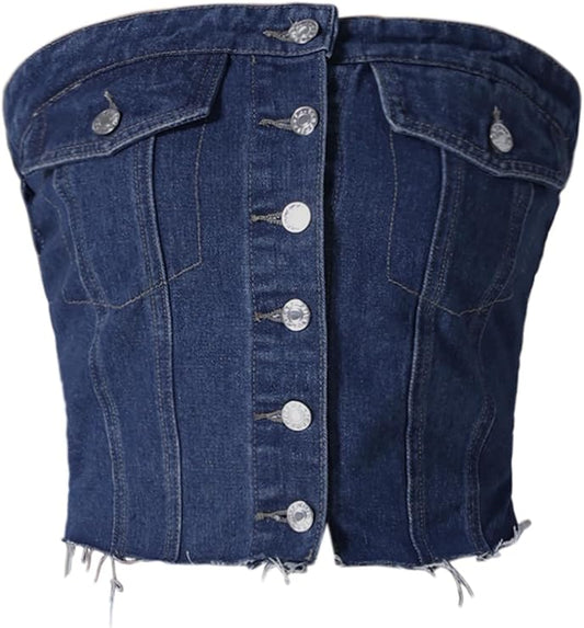 Denim Tube Tops Bandeau Top