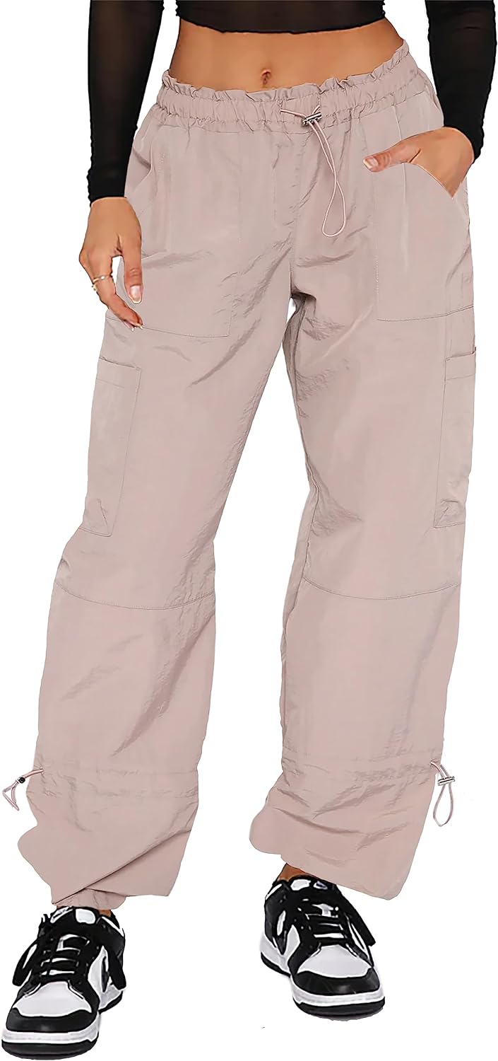 Parachute Pants for Women,Baggy Fit Cargo Pants with Pockets