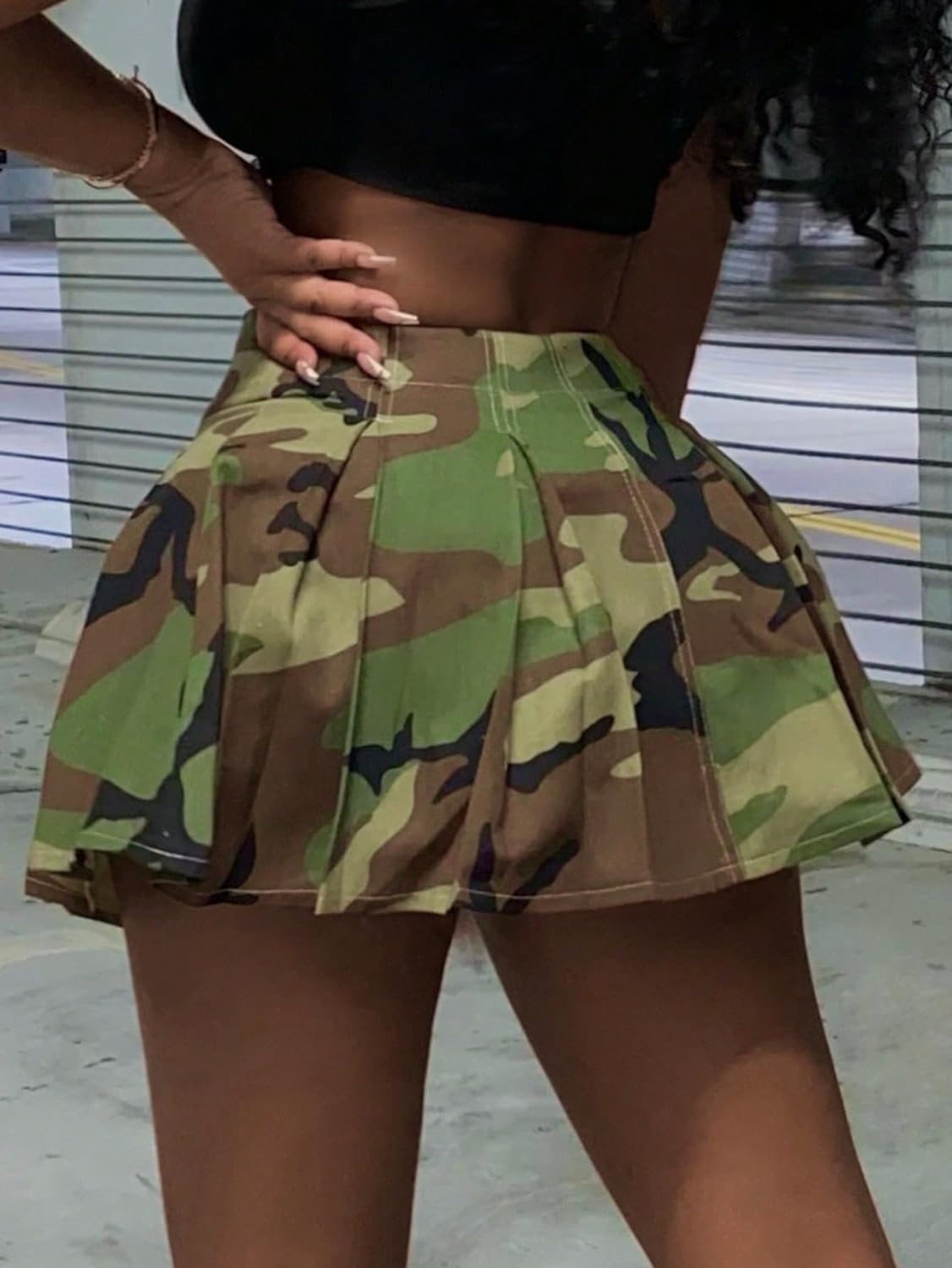 MINI PLEADED CAMO PRINT SKORT "MORTAL COMBAT"