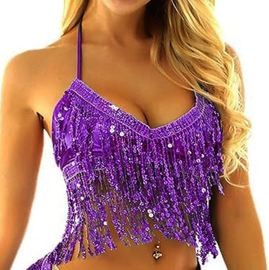 Women's Crop Top Sequin Bra Festival Top