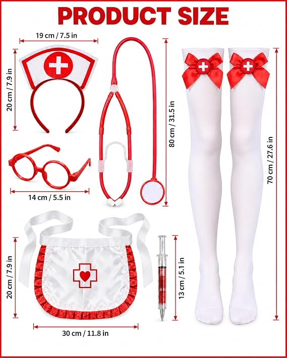 6 Pcs Nurse Costume Accessories Set
