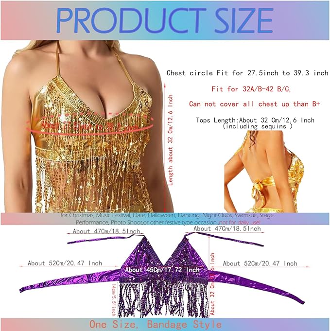 Women's Crop Top Sequin Bra Festival Top