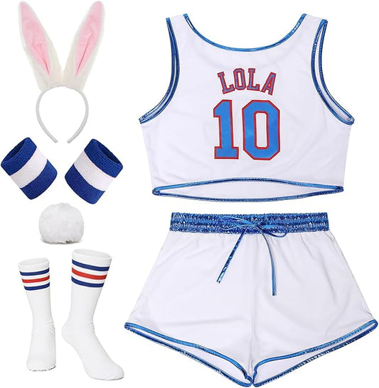 Women's Lola #10 Basketball Jersey 90s Space Movie Jerseys Halloween Outfit Set
