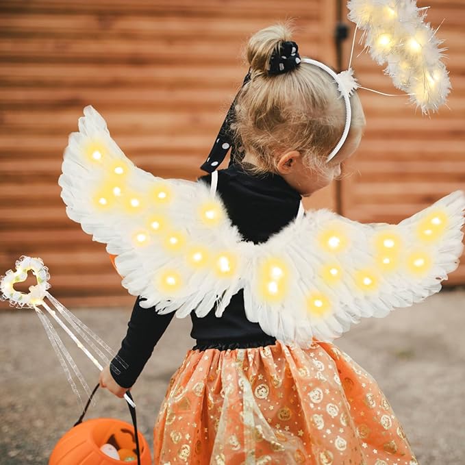 3 PCS KIDS ANGEL WINGS LIGHT UP COSTUME ACCESSORIES SET