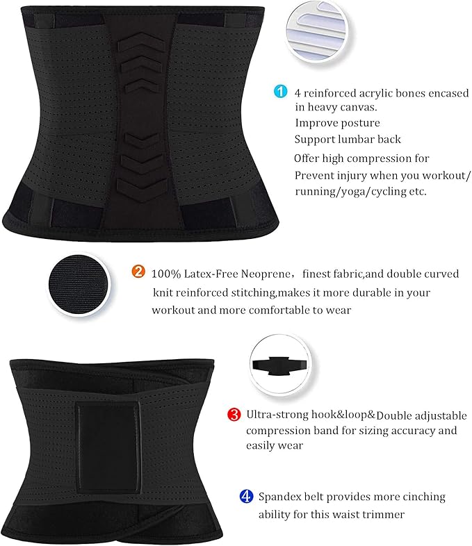 Waist Trainer Belt for Women - Waist Cincher Trimmer - Slimming Body Shaper Belt - Sport Girdle Belt