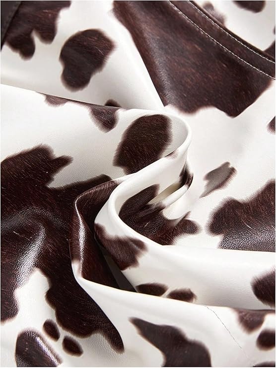 PU Leather Cow Print Low Rise Micro Mini Shorts