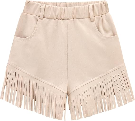 Kids Faux Suede Fringe Tassel Cowgirl Shorts