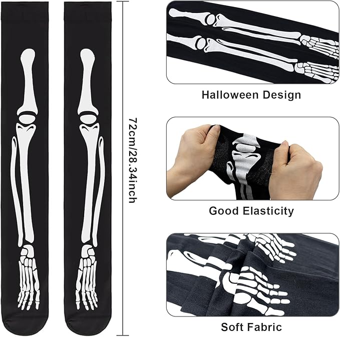 1 Pair Skeleton Thigh High Stockings Knee High Socks