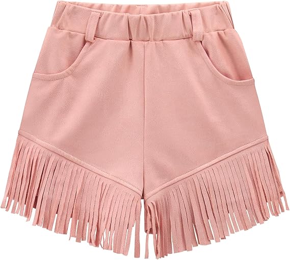Kids Faux Suede Fringe Tassel Cowgirl Shorts