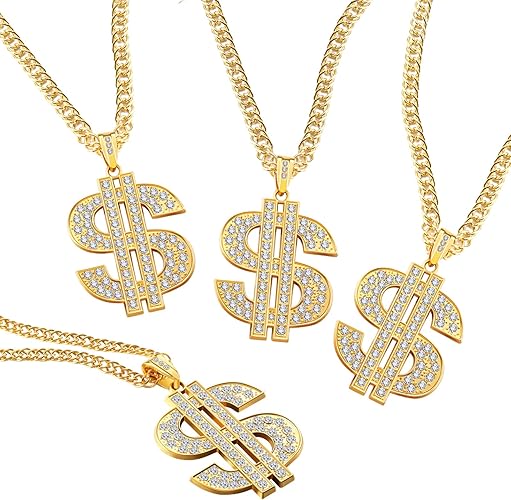 1 pc Fake Money Dollar Sign Chain Necklace Costume Accessories