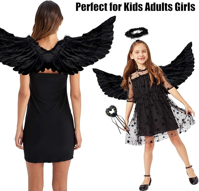 3 PCS ANGEL WINGS COSTUME SET ADULTS KIDS ACCESSORIES