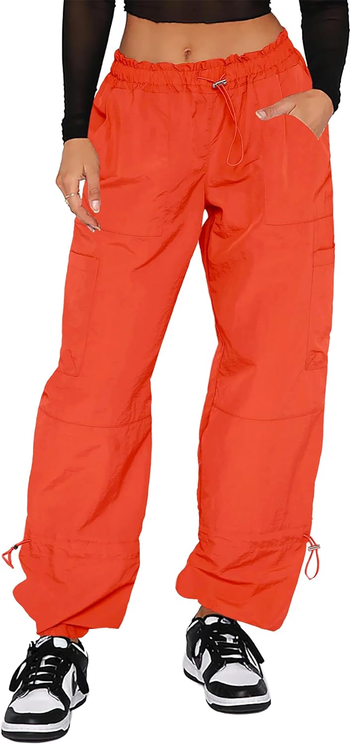 Parachute Pants for Women,Baggy Fit Cargo Pants with Pockets