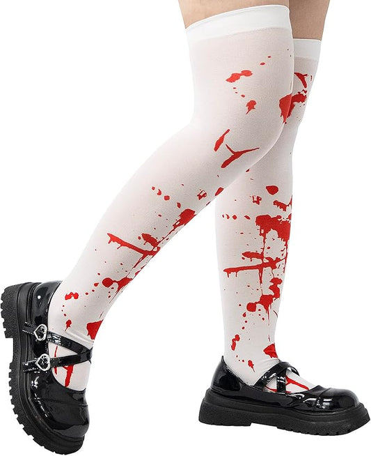 1 Pair Bloody Thigh High Stockings Knee High Socks