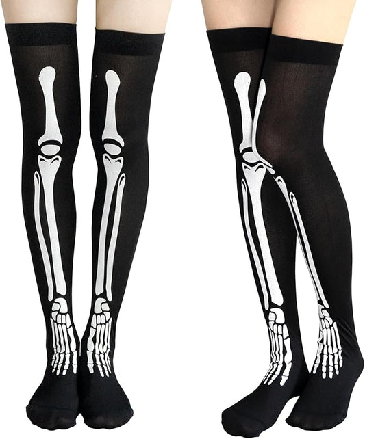1 Pair Skeleton Thigh High Stockings Knee High Socks