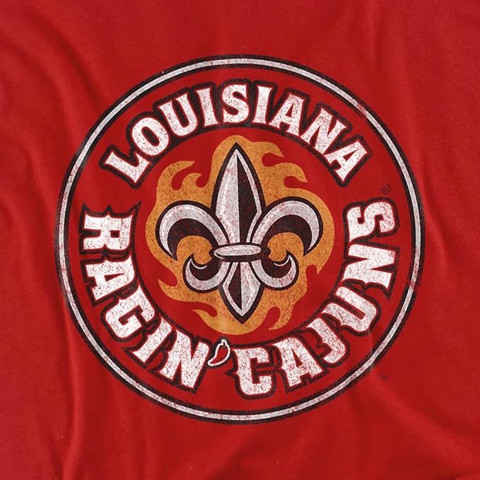 Custom Official Collegiate Distressed Logo Short Sleeve T Shirt Louisiana Lafayette Ragin' Cajuns Icon