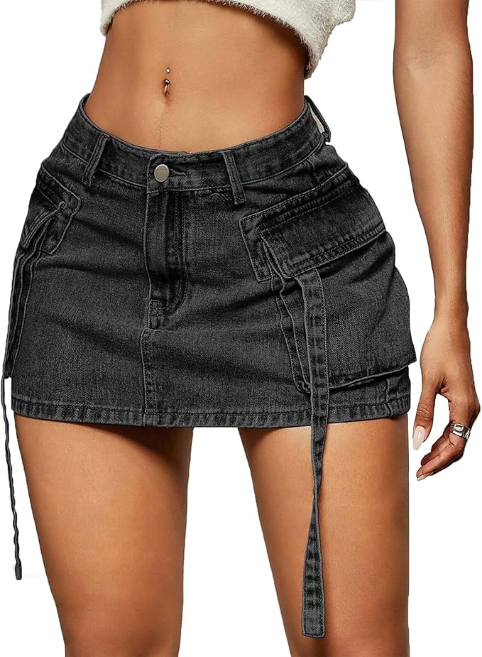 VIP JEANS DISTRESSED CARGO MINI SKIRT