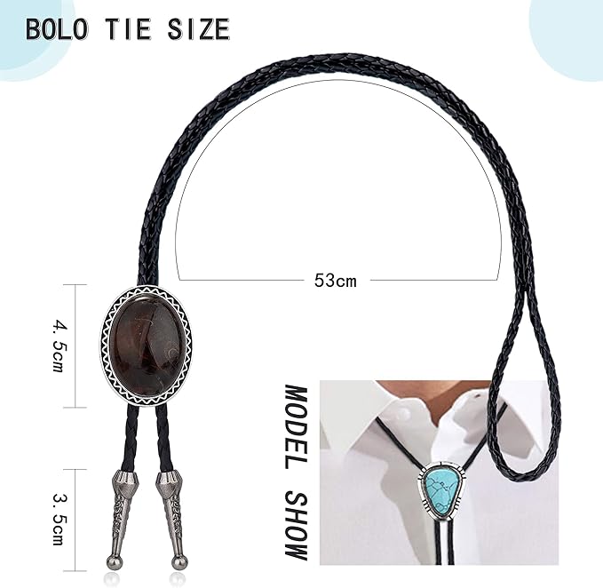 1Pc Bolo Tie Western Cowboy Natural Tiger Eye Leather Necktie Accessories for Men Women