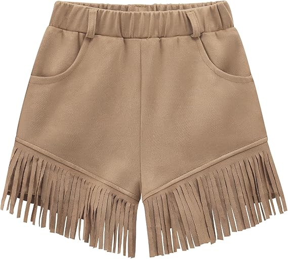 Kids Faux Suede Fringe Tassel Cowgirl Shorts