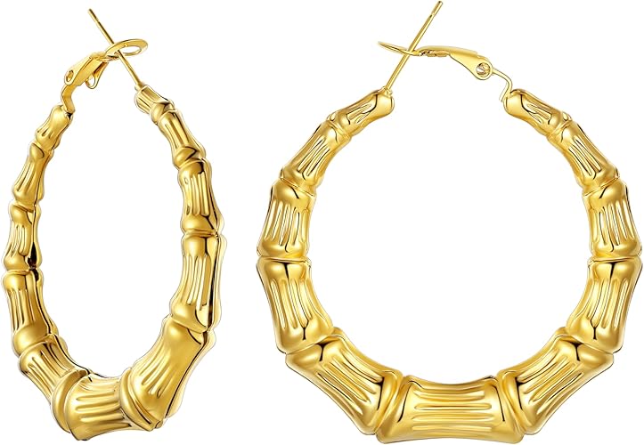 1 PAIR BAMBOO HOOP EARRINGS