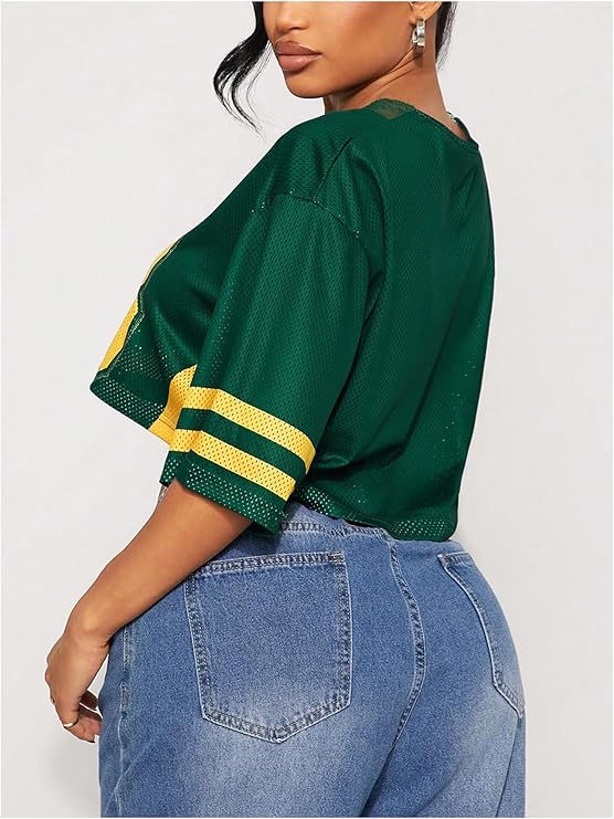 VINTAGE VARISTY LACE OVERSIZED JERSEY CROP TOP
