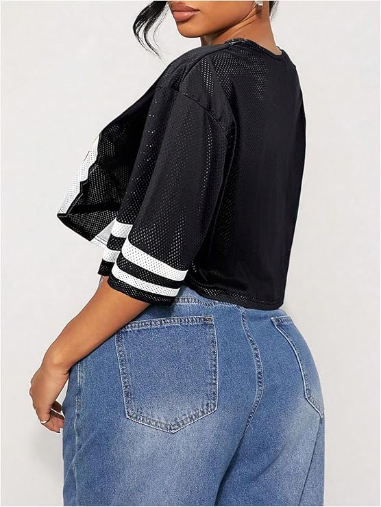 VINTAGE VARISTY LACE OVERSIZED JERSEY CROP TOP