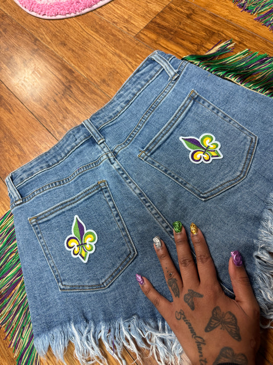 BOW BONANZA MARDI GRAS SHORTS