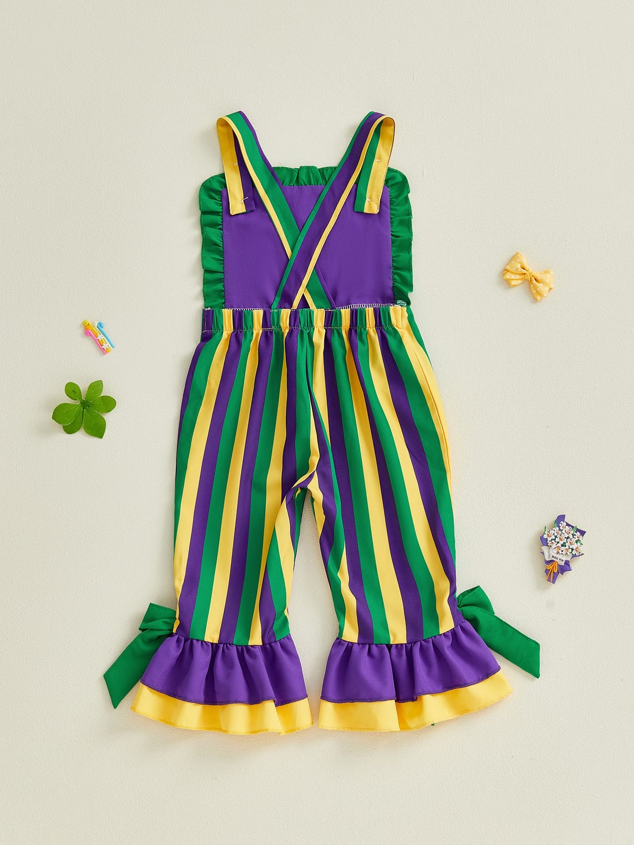 Toddler Girl Overalls Outfit Sleeveless Bell-Bottom One Piece Romper Jumpsuit