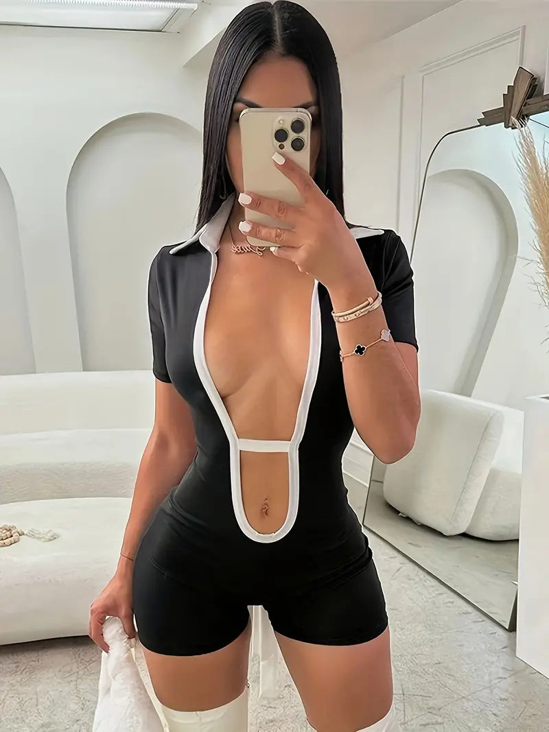 WOMEN'S BACKLESS LONG SLEEVE JUMPSUIT "BLACK BUSINESS"