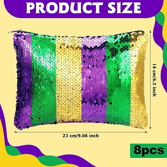 Travel Mardi Gras Sequin Makeup Bag