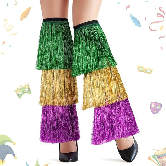Mardi Gras Leg Warmers Straw Tassel
