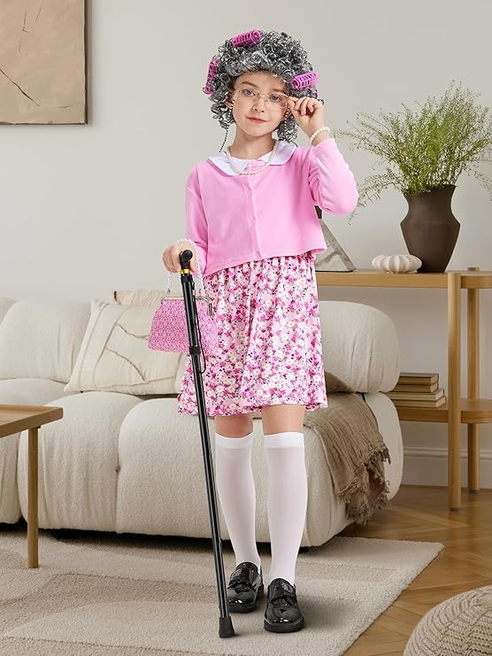 Old Lady Costume for Kids 100 Days of School Costume for Girls