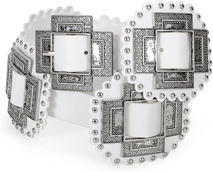 Wide Leather Boho Western Concho Belt