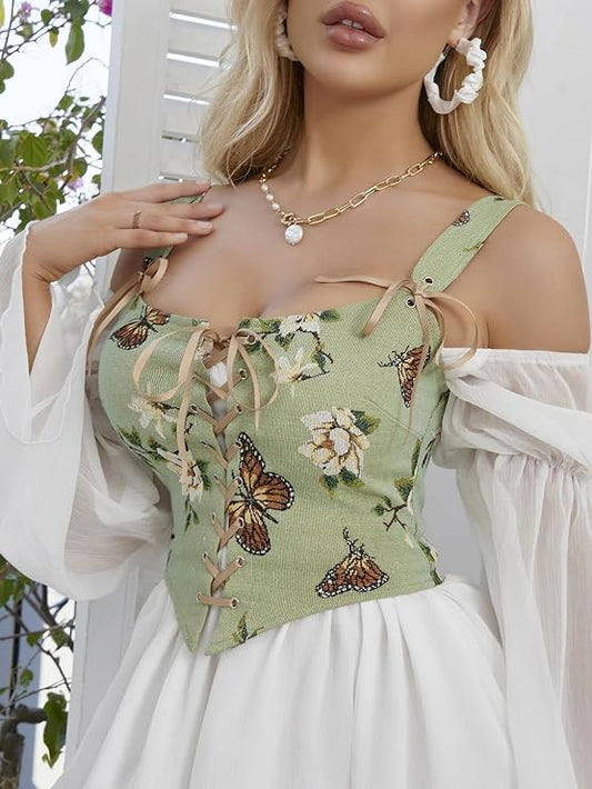 VINTAGE FLORAL RENAISSANCE CORSET TOP "HEY, MAGNOLIA"