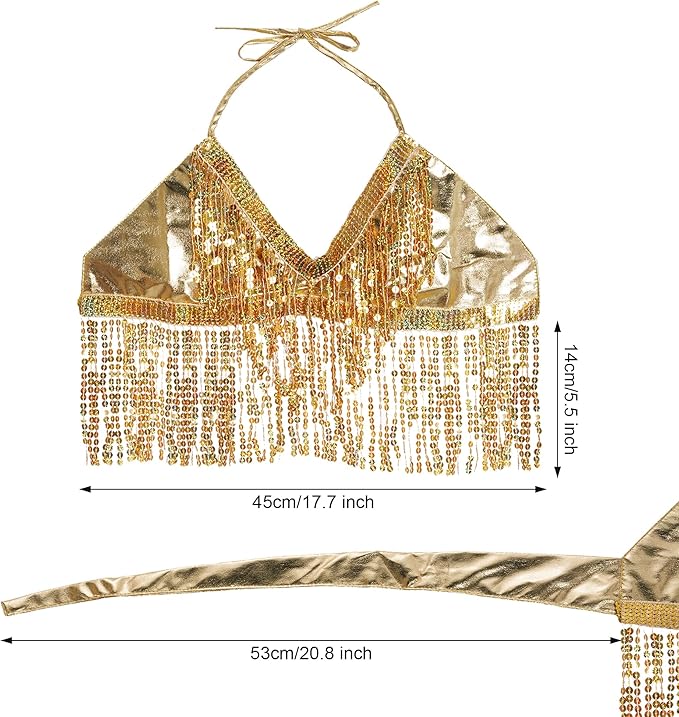 Women's Crop Top Sequin Bra Festival Top