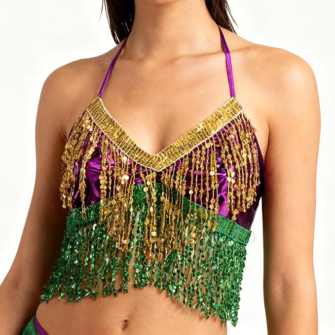 Women's Crop Top Sequin Bra Festival Top