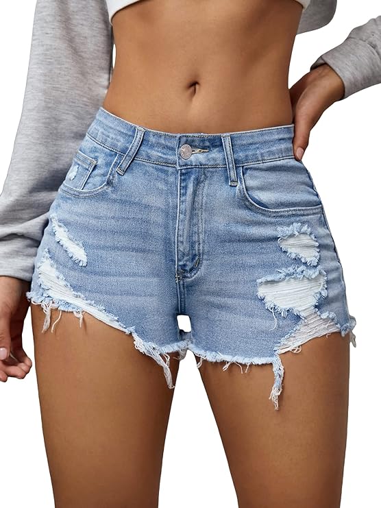 Women's Arizona Ripped Distressed Skinny Denim Shorts