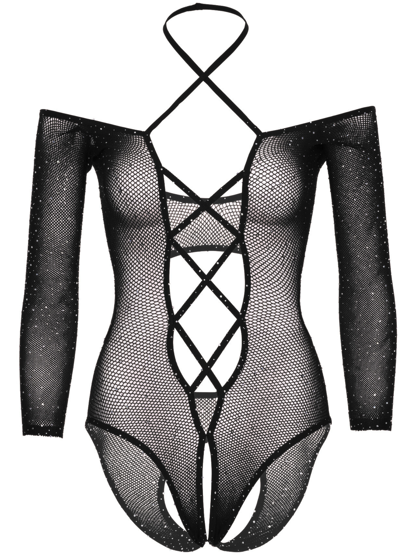 Say My Name Rhinestone Crotchless Teddy