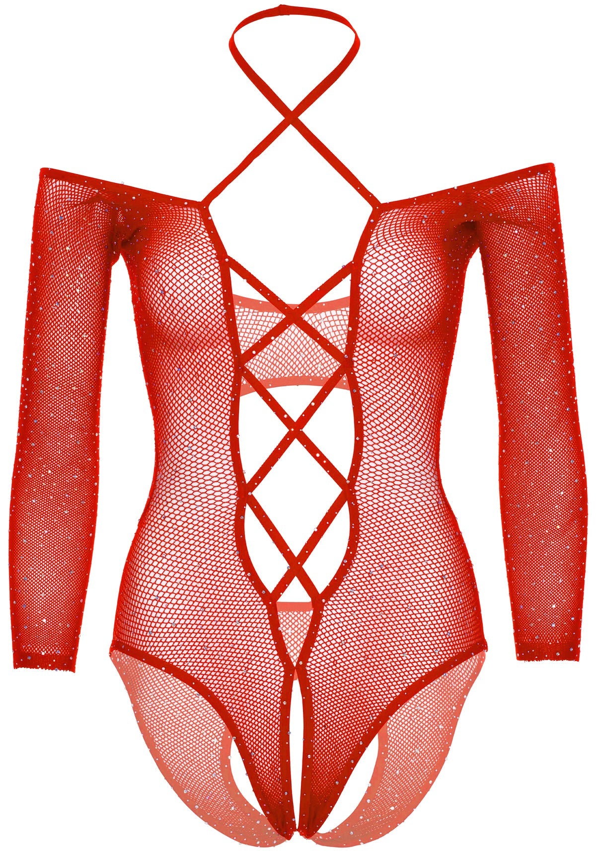 Say My Name Rhinestone Crotchless Teddy
