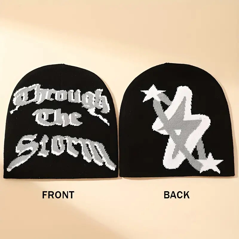 Lightning Jacquard Y2K Beanie Hip Hop Candy Color Reversible Knit Hats Trendy Through The Storm Beanies Winter Warm Skull Cap For Women & Men