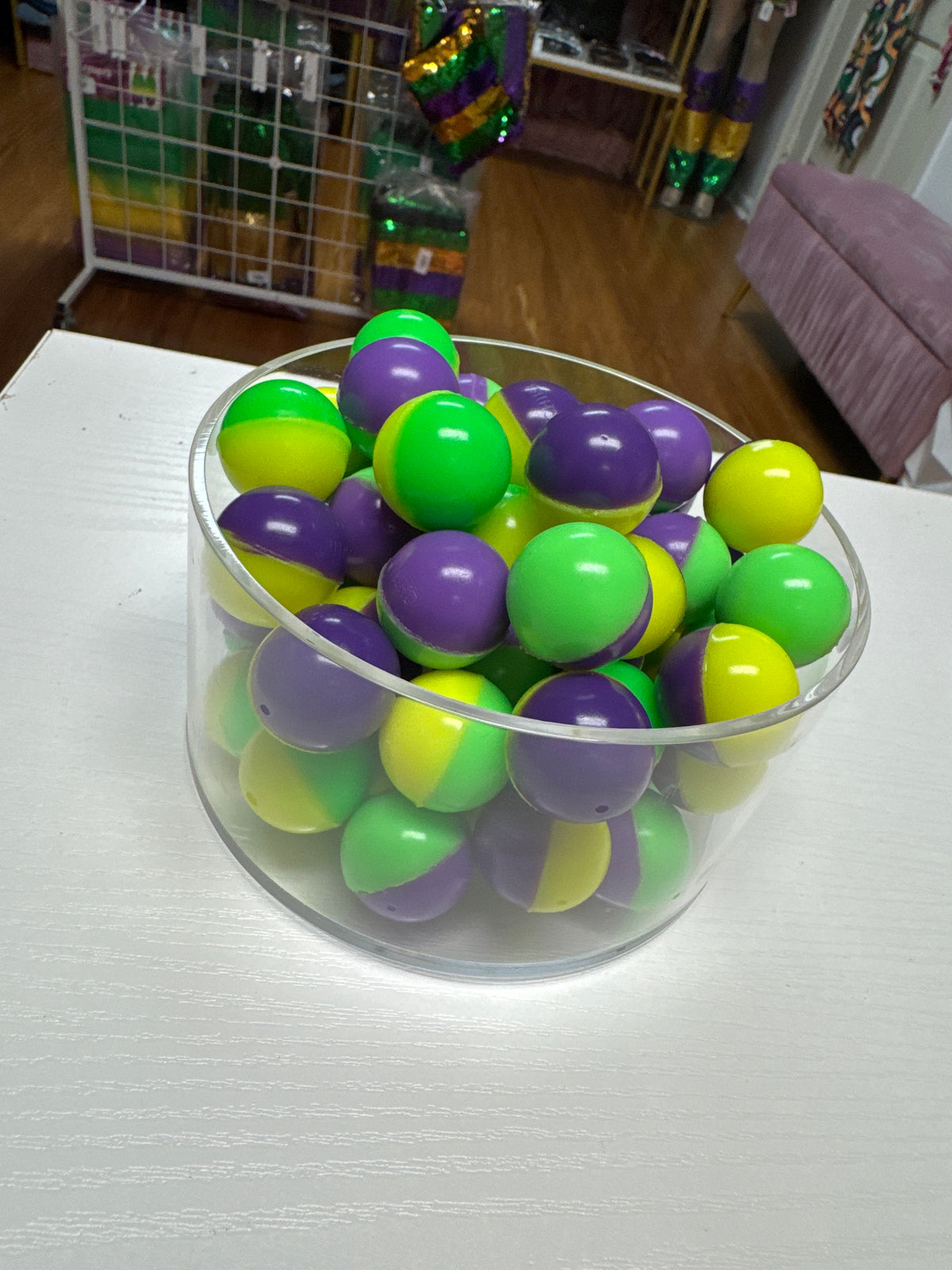 Colorful Mardi Gras Bouncy Ball Toy Accessories