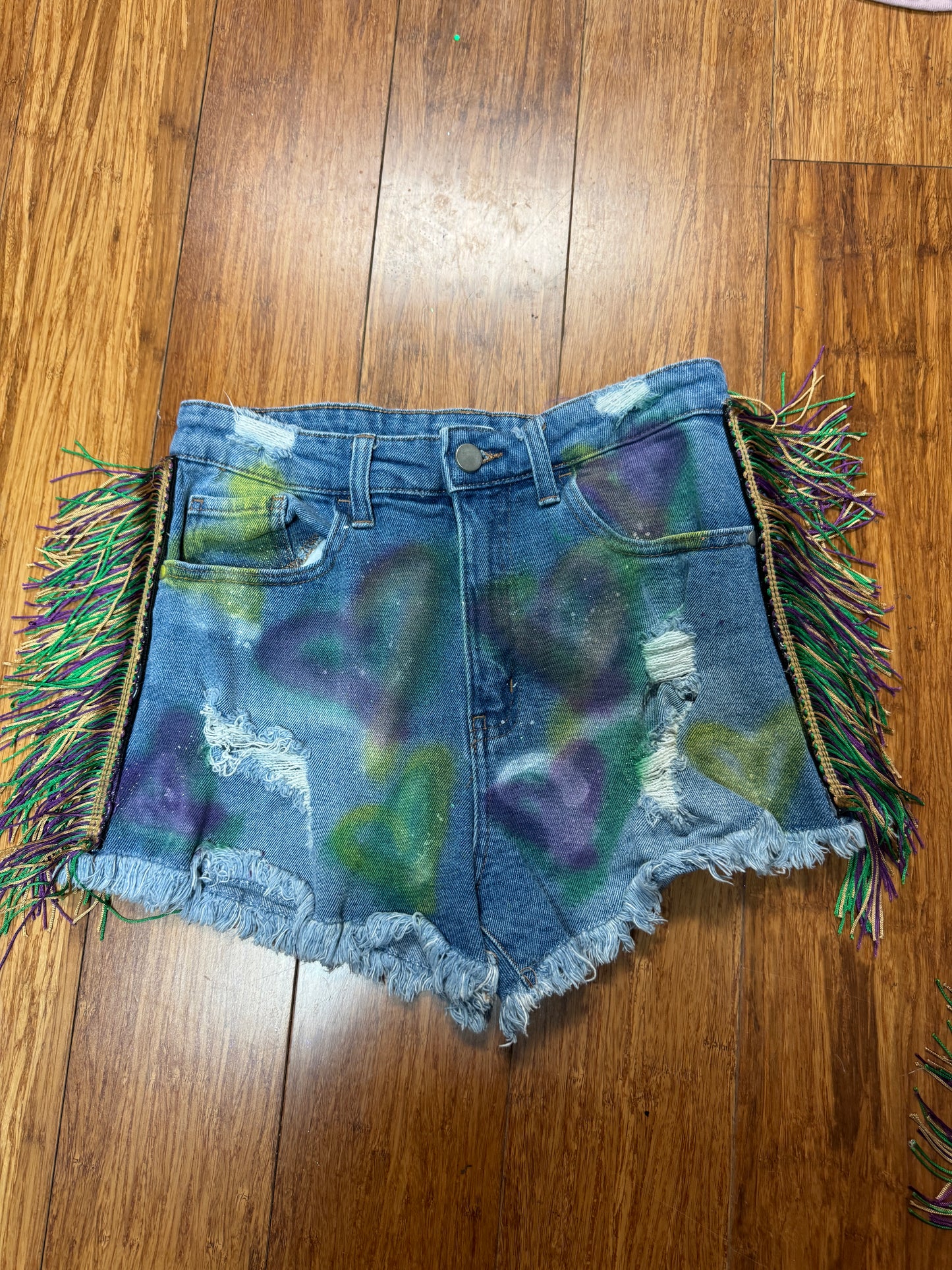 DOUBLE DOSES OF LOVE MARDI GRAS SHORTS