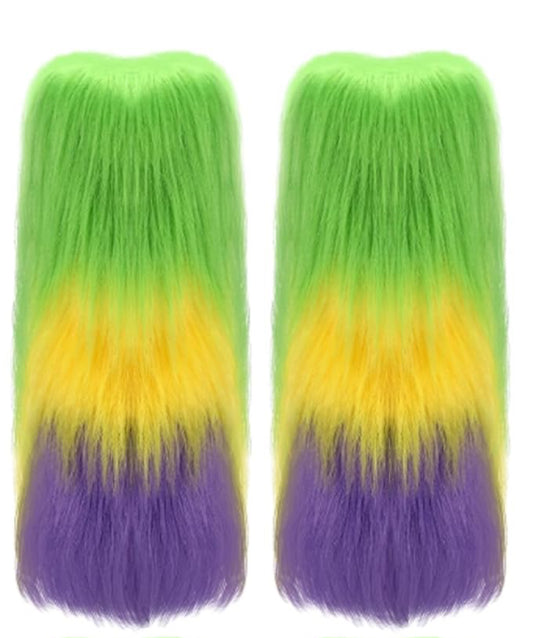 Mardi Gras Leg Warmers Faux Fur Light Up Costume Clothing Accessories for Kids or Adults