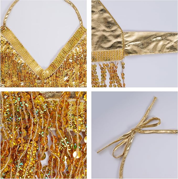 Women's Crop Top Sequin Bra Festival Top