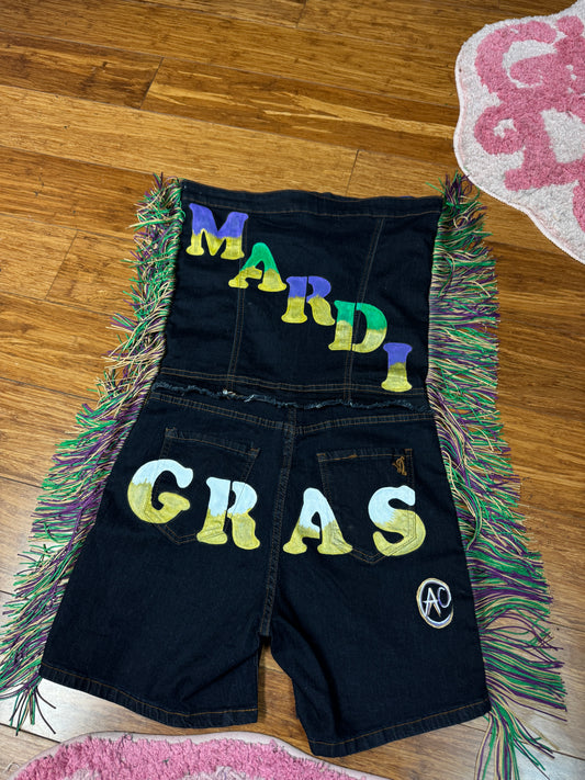 MARDI GRAS PAINTED FRINGE ROMPER
