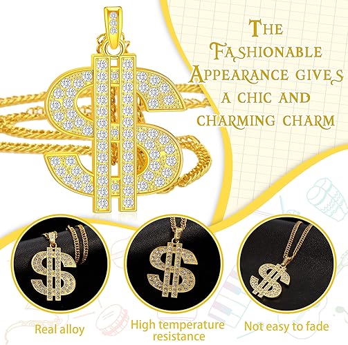 1 pc Fake Money Dollar Sign Chain Necklace Costume Accessories