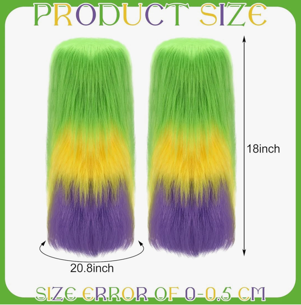 Mardi Gras Leg Warmers Faux Fur Light Up Costume Clothing Accessories for Kids or Adults