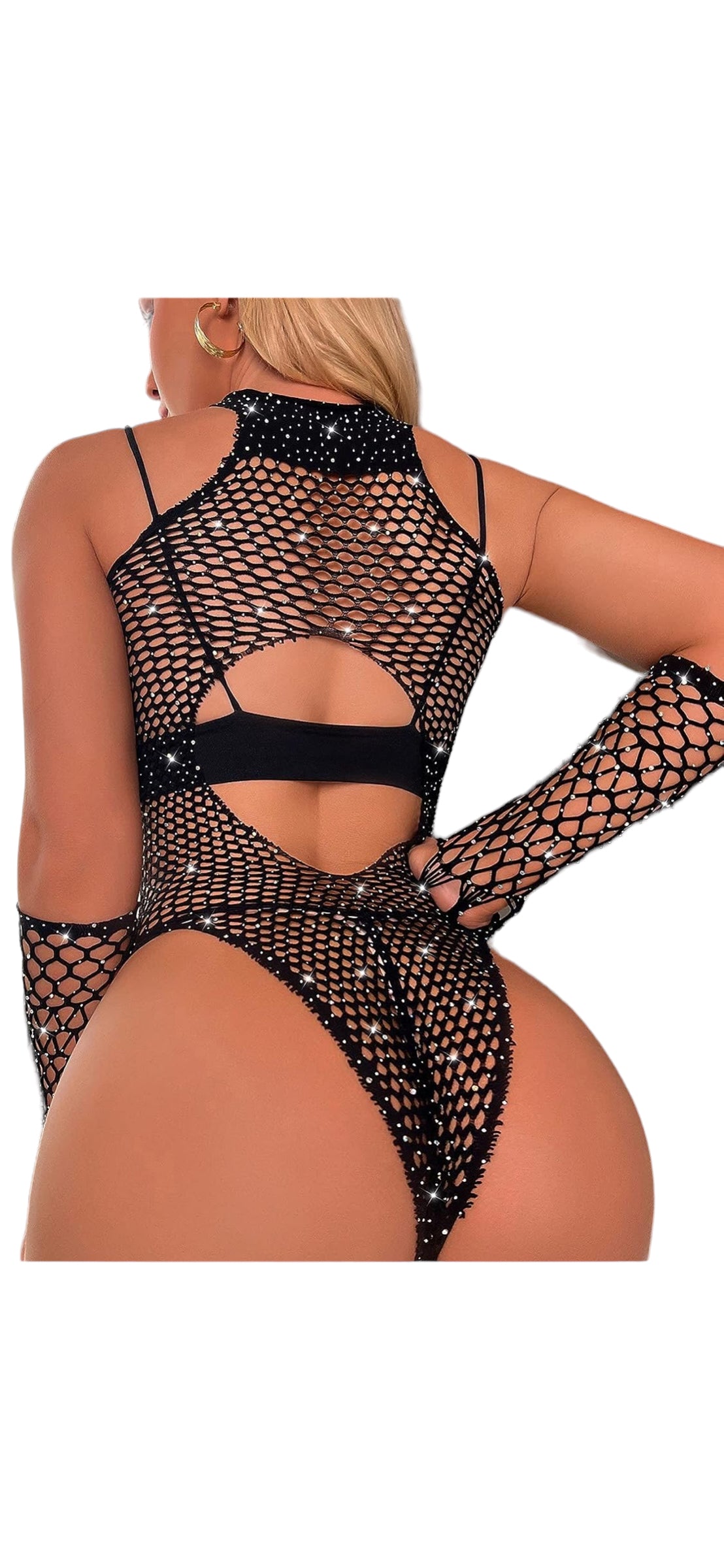 Women’s Rhinestone Mesh Bodysuit