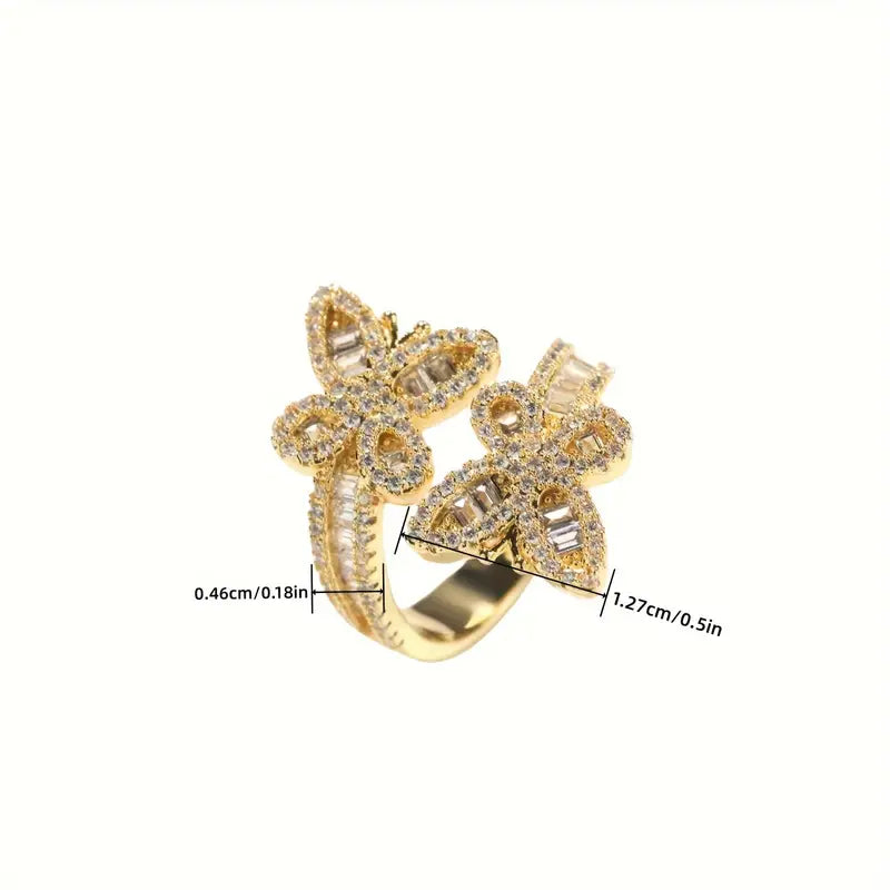 BUTTERFLY TWINS RHINESTONE RING