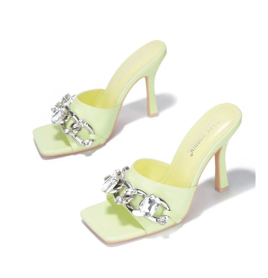 Cape Robbin Brekken Chain Mule Heels -LIME